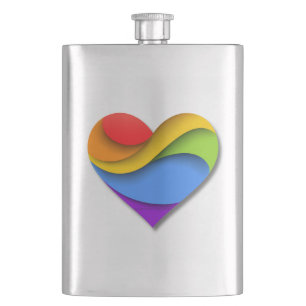 SlipperyJoe's regenboog gelaagde hartvorm rood ora Flacon