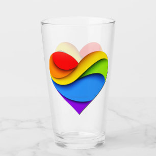 SlipperyJoe's regenboog gelaagde hartvorm rood ora Glas