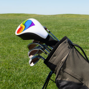 SlipperyJoe's regenboog gelaagde hartvorm rood ora Golfheadcover