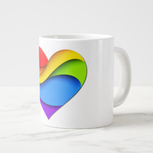 SlipperyJoe's regenboog gelaagde hartvorm rood ora Grote Koffiekop