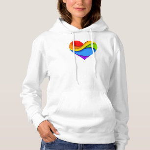 SlipperyJoe's regenboog gelaagde hartvorm rood ora Hoodie