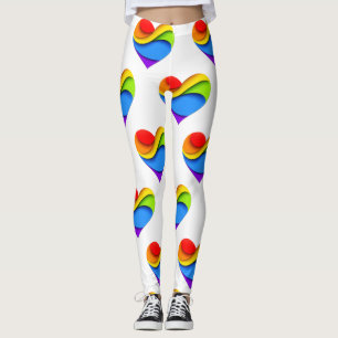 SlipperyJoe's regenboog gelaagde hartvorm rood ora Leggings