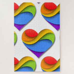 SlipperyJoe's regenboog gelaagde hartvorm rood ora Legpuzzel