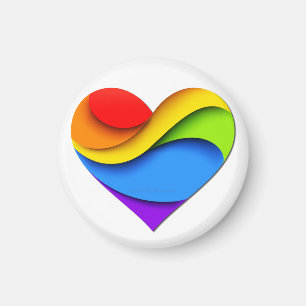 SlipperyJoe's regenboog gelaagde hartvorm rood ora Magneet