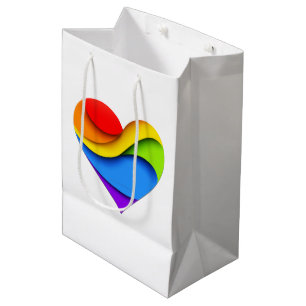 SlipperyJoe's regenboog gelaagde hartvorm rood ora Medium Cadeauzakje
