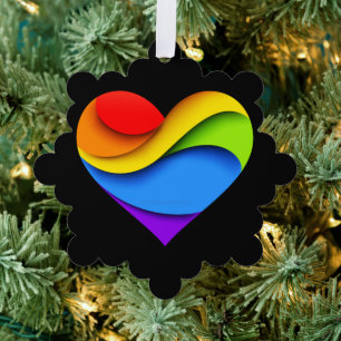 SlipperyJoe's regenboog gelaagde hartvorm rood ora Ornament Kaart