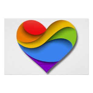 SlipperyJoe's regenboog gelaagde hartvorm rood ora Perfect Poster