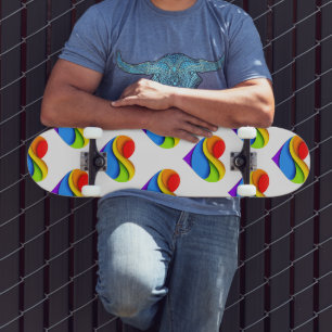 SlipperyJoe's regenboog gelaagde hartvorm rood ora Persoonlijk Skateboard