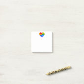 SlipperyJoe's regenboog gelaagde hartvorm rood ora Post-it® Notes (Op bureau)