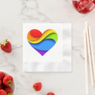 SlipperyJoe's regenboog gelaagde hartvorm rood ora Servet