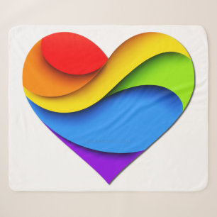 SlipperyJoe's regenboog gelaagde hartvorm rood ora Sherpa Deken