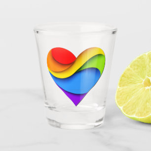 SlipperyJoe's regenboog gelaagde hartvorm rood ora Shot Glas
