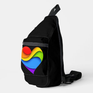 SlipperyJoe's regenboog gelaagde hartvorm rood ora Sling Bag