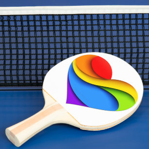 SlipperyJoe's regenboog gelaagde hartvorm rood ora Tafeltennisbatje