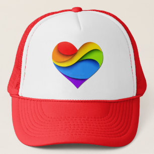 SlipperyJoe's regenboog gelaagde hartvorm rood ora Trucker Pet