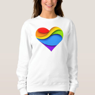 SlipperyJoe's regenboog gelaagde hartvorm rood ora Trui
