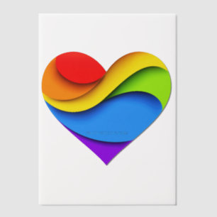 SlipperyJoe's regenboog gelaagde hartvorm rood ora Vellum Uitnodigingen
