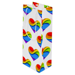 SlipperyJoe's regenboog gelaagde hartvorm rood ora Wijn Cadeautas