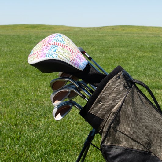 SlipperyJoe's regenboog LGBTQ+ community word clou Golfheadcover (Insitu)