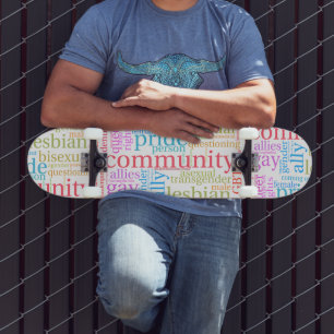 SlipperyJoe's regenboog LGBTQ+ community word clou Persoonlijk Skateboard