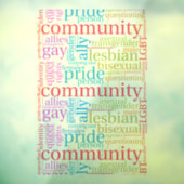 SlipperyJoe's regenboog LGBTQ+ community word clou Raamsticker (Vel 3)