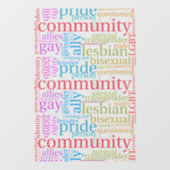 SlipperyJoe's regenboog LGBTQ+ community word clou Raamsticker (Vel)