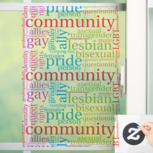 SlipperyJoe's regenboog LGBTQ+ community word clou Raamsticker