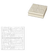 SlipperyJoe's regenboog LGBTQ+ community word clou Rubberstempel (Gestempeld)