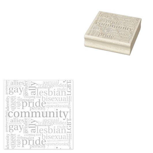 SlipperyJoe's regenboog LGBTQ+ community word clou Rubberstempel (Gestempeld)