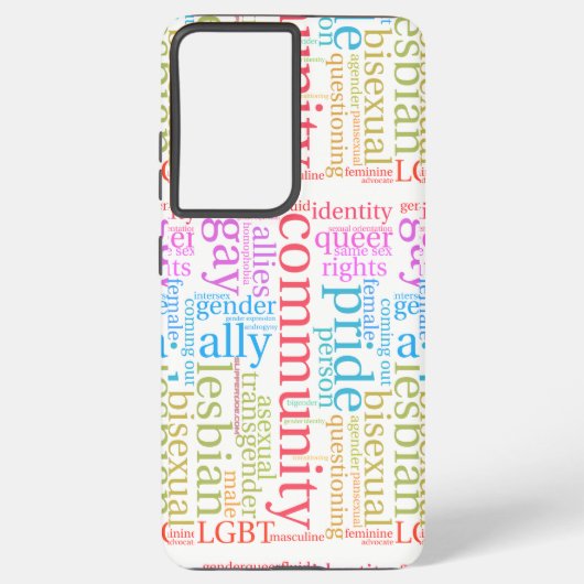 SlipperyJoe's regenboog LGBTQ+ community word clou Samsung Galaxy Hoesje (Achterkant)