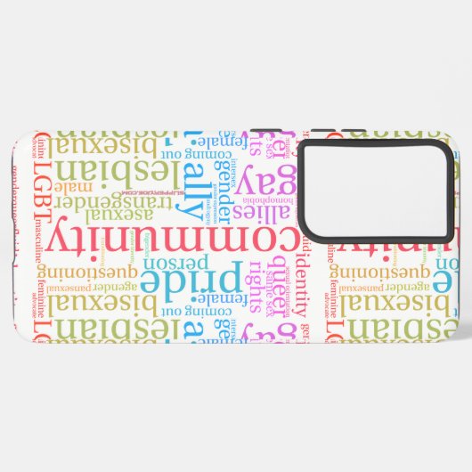 SlipperyJoe's regenboog LGBTQ+ community word clou Samsung Galaxy Hoesje (Linkerkant)