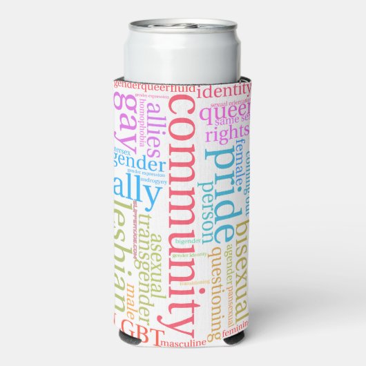 SlipperyJoe's regenboog LGBTQ+ community word clou Seltzer Blikjeskoeler (Seltzer Achterkant)