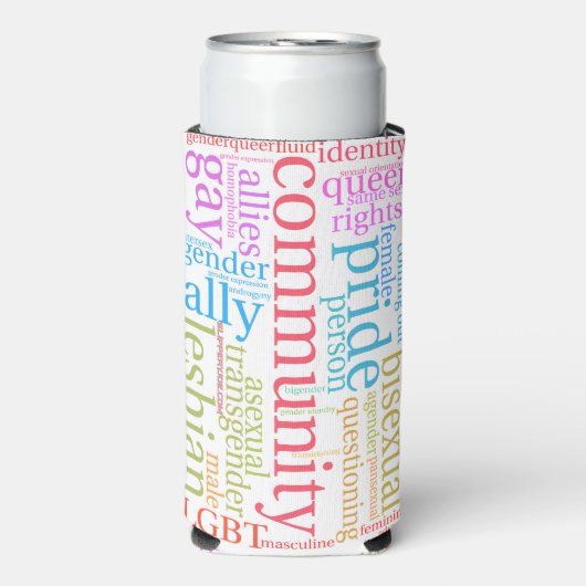 SlipperyJoe's regenboog LGBTQ+ community word clou Seltzer Blikjeskoeler (Seltzer Voorkant)