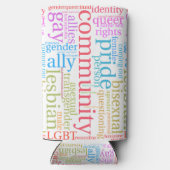 SlipperyJoe's regenboog LGBTQ+ community word clou Seltzer Blikjeskoeler (Achterkant)