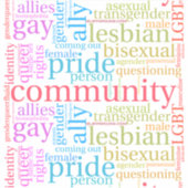 SlipperyJoe's regenboog LGBTQ+ community word clou Sticker (Voorkant)