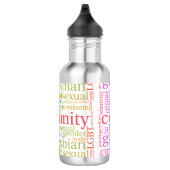 SlipperyJoe's regenboog LGBTQ+ community word clou Waterfles (Rechts)