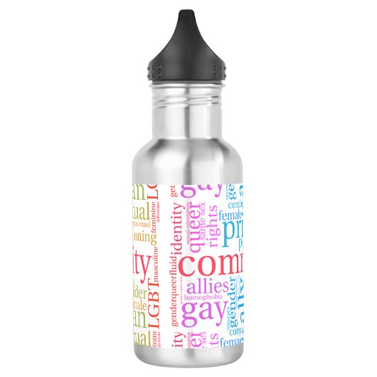 SlipperyJoe's regenboog LGBTQ+ community word clou Waterfles (Links)