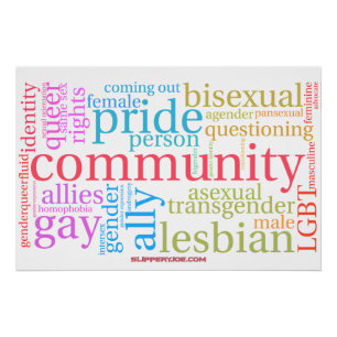 SlipperyJoe's regenboog LGBTQ+ gemeenschap woord w Perfect Poster