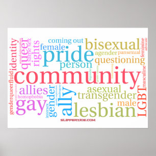 SlipperyJoe's regenboog LGBTQ+ gemeenschap woord w Poster
