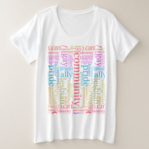 SlipperyJoe's regenboog LGBTQ+ gemeenschap woordwo Grote Maat T-shirt