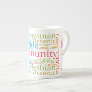 SlipperyJoe's regenboog LGBTQ+ gemeenschap woordwo Porselein Kop