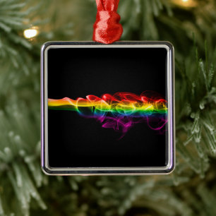 SlipperyJoe's Regenboog rook damp krul regenboog c Metalen Ornament