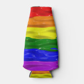 SlipperyJoe's regenboog trots kleuren glanzende vl Flesjeskoeler (Voorkant)