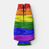 SlipperyJoe's regenboog trots kleuren glanzende vl Flesjeskoeler (Achterkant)