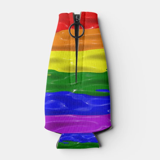 SlipperyJoe's regenboog trots kleuren glanzende vl Flesjeskoeler (Achterkant)