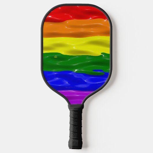 SlipperyJoe's regenboog trots kleuren glanzende vl Pickleball Paddle (Achterkant)