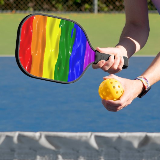 SlipperyJoe's regenboog trots kleuren glanzende vl Pickleball Paddle (Insitu)