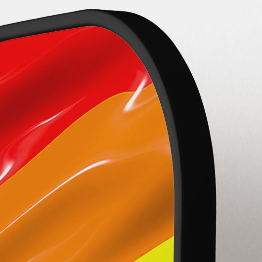 SlipperyJoe's regenboog trots kleuren glanzende vl Pickleball Paddle (Links Detail)