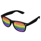 SlipperyJoe's regenboog trots kleuren glanzende vl Retro Zonnebril (Gekanteld)