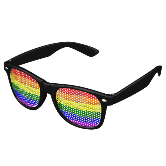 SlipperyJoe's regenboog trots kleuren glanzende vl Retro Zonnebril (Gekanteld)
